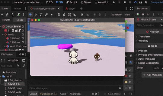 little demo I put together of a 2.5D character in a 3D world